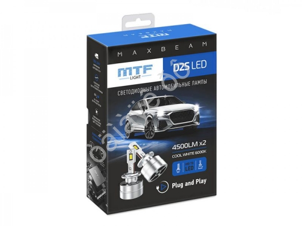 Светодиодные лампы MTF Light, серия MaxBeam, D2S, 85V, 35W, 4500lm, 6000K, кулер, комплект.