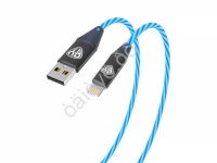 USB кабель Lightning, 2.4A, 1м, светящийся, BY Быстрая зарядка