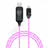 USB кабель Lightning, 1м, 2.4А, Быстрая зарядка, LED подсветка розовая, Заря BY