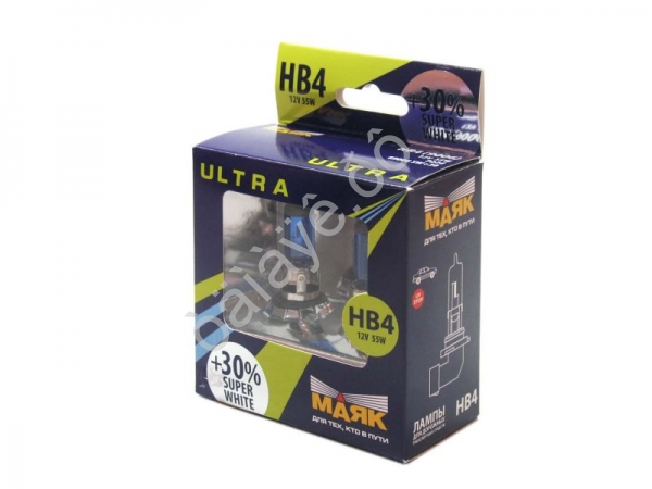 Лампа МАЯК ULTRA HB4 (9006) 12V 55W P22d SUPER WHITE +30%