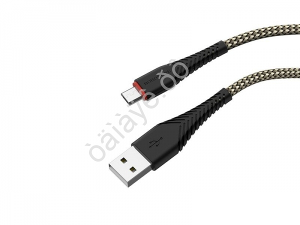 USB кабель MicroUSB, 1м, Borofone черный/золотой BX25