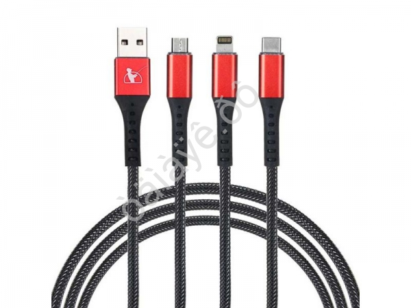 USB кабель 3в1, Lightning, MicroUSB, Type-C, 1.5м 2А FORZA