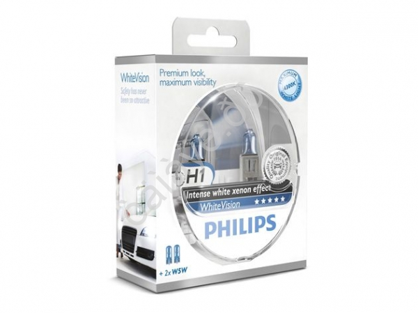 Лампа PHILIPS  H1 12V55W P14,5s, WHITE VISION (к-т)