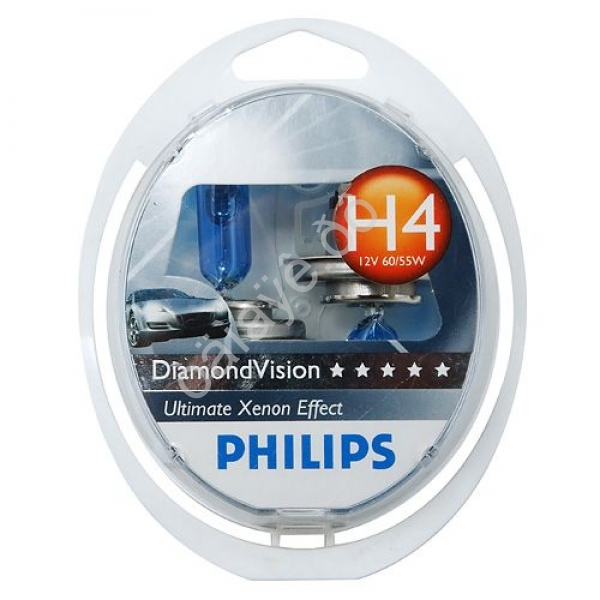 Лампа PHILIPS  H4 12V60/55W (2шт.) DIAMOND  VISION