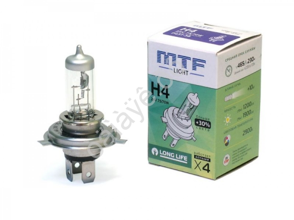 Лампа MTF H4 24V 75/70W Standart+30% 2900K (Корея)