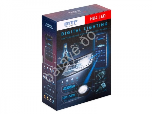 Светодиодные лампы MTF LIGHT серии DIGITAL LIGHTING НB4, 12V, 55W, 4500lm, 3000-7000K, управление со смартфона, аналоговое и пульт ДУ, к-кт.