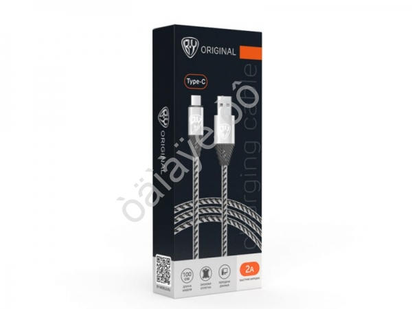 Дата-кабель универ. USB--Type-C, 1м,2А, кожаная оплётка, серебристый