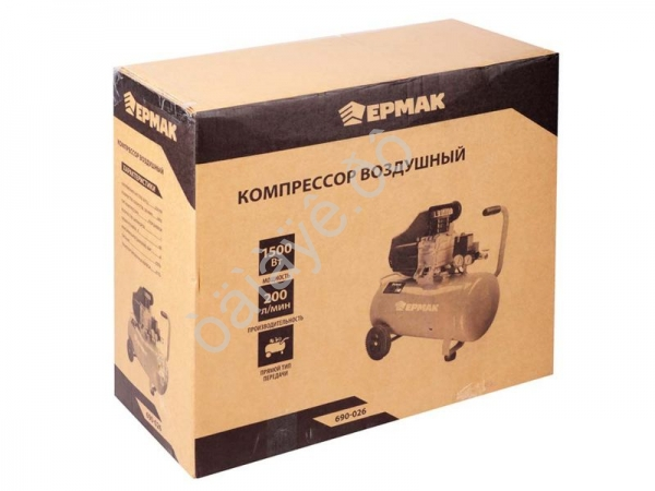 Компрессор воздушный 200-50-1,5, 1 поршень, мощность 1500Вт, 50л, 200л/мин ЕРМАК
