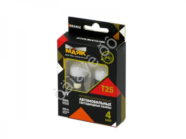 Светодиод 12V T25 4SMD(2835) BA15s ORANGE BLK13