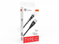 USB кабель Type C BY Nylon Pro, 18Вт, 1 м, 3A, нейлон, черный
