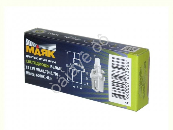 Светодиод 12V T 5 1SMD (3528) BAX8,7D WITH CAP WHITE "Маяк" /10 Светодиод 12V T 5 1SMD (3528) BAX8,7D WITH CAP WHITE "Маяк" /10