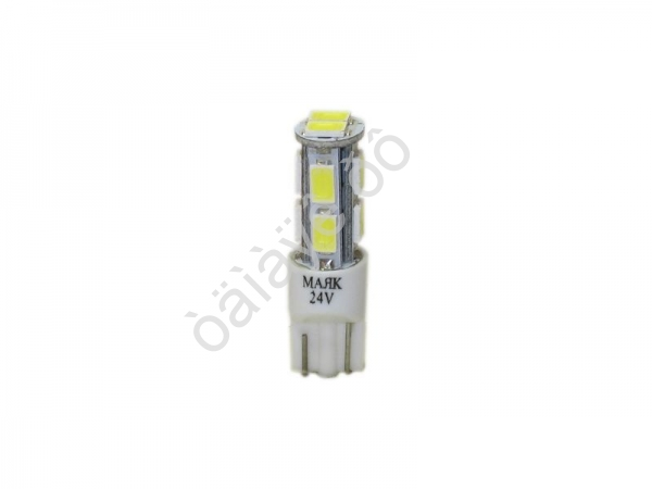 Светодиод 24V T10 10SMD(5630) W2,1x9,5D WHITE"Маяк"/10