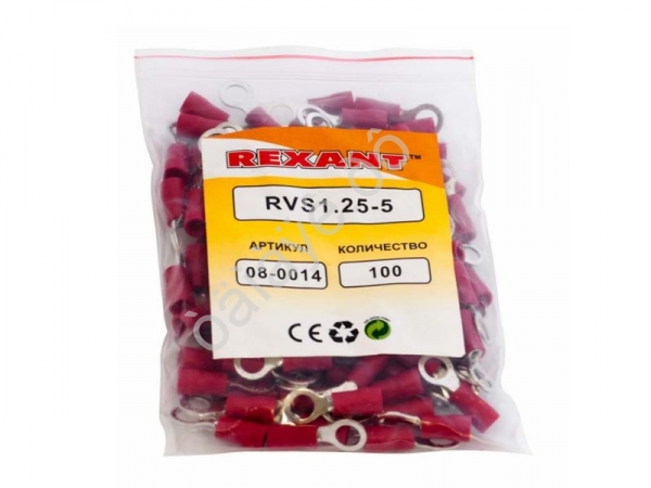 Клемма с изол. кольцо REXANT Ø5,3мм (100шт) Клемма с изол. кольцо REXANT Ø5,3мм (100шт)