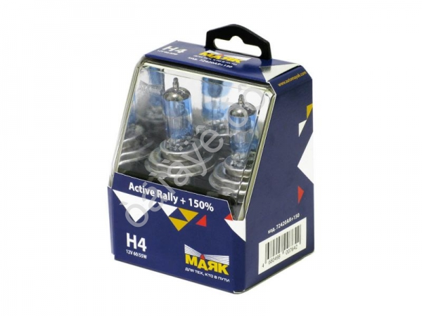 Лампа МАЯК Active H4 12V 60/55W P43t Rally +150% (Silver) /1/6/60