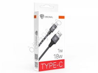 USB кабель Type C BY Solid, 18Вт, 1 м, 3A, нейлон, мет. кон., графитовый