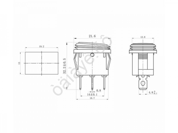 Переключатель 250V 6А (3с) ON-OFF красный с подсветкой Mini ВЛАГОЗАЩИТА (KCD1-201-4W) REXANT