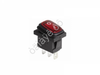 Выключатель клавишный 250V 6А (3с) ON-OFF красный с подсветкой Mini ВЛАГОЗАЩИТА (KCD1-201-4W) REXANT