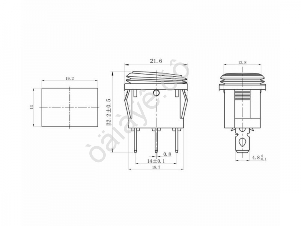 Переключатель 250V 6А (3с) ON-OFF синий  с подсветкой  Mini ВЛАГОЗАЩИТА REXANT