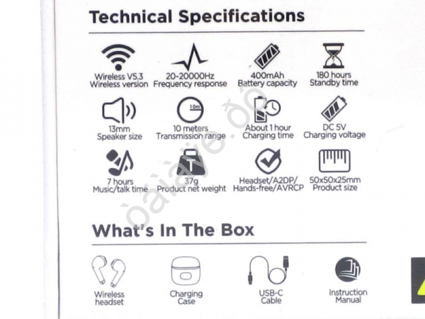 Наушники беспроводные вакуумные с цифровым дисплеем, черные EQ1 (14шт в уп) Hoco