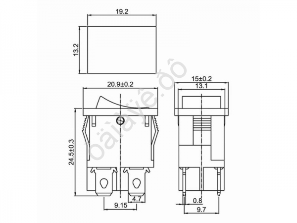 Выключатель клавишный 250V 6А (4с) ON-OFF красный с подсветкой Mini (RWB-207, SC-768) REXANT