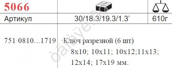 F5066 Набор разрезных ключей 6пред