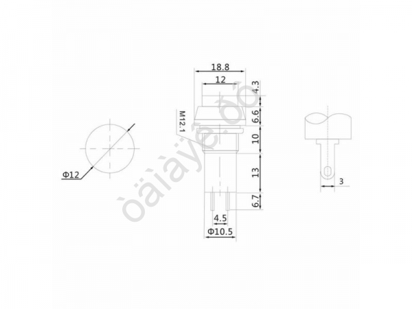 Кнопка 250v 1A(2c) ON-(OFF) зелёная1/10
