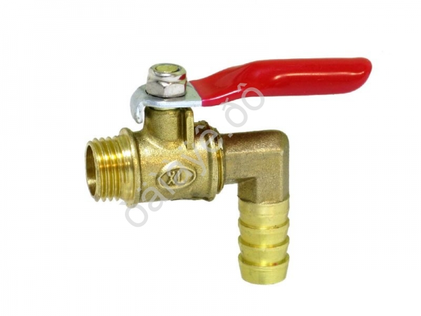 Кран шаровой 1/4" внешняя резьба/елочка 10мм угловой латунь