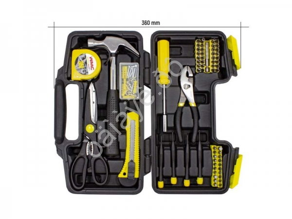 Набор инструментов 142пр(молоток,пассатижи,отвертки,нож,рулетка,ножницы,биты,расходник) WMC TOOLS