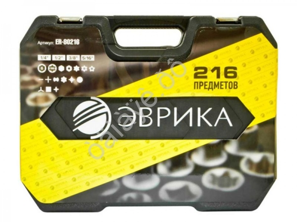 Набор инструментов 216пр. ER-80216 1/41/2"3/8"  6-гр. . ЭВРИКА /1/2