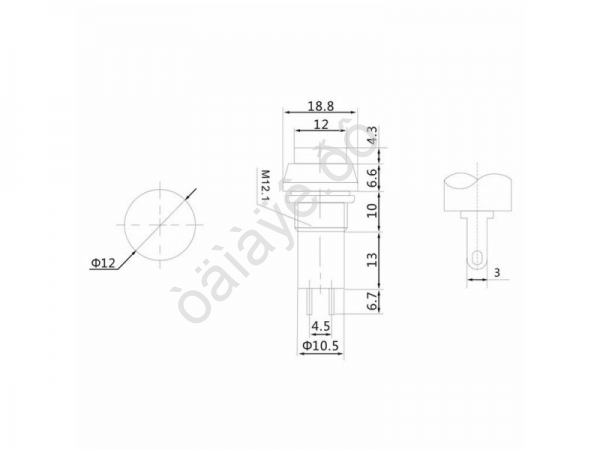 Кнопка 250v 1A(2c) ON-(OFF) без фиксации зелёная/10