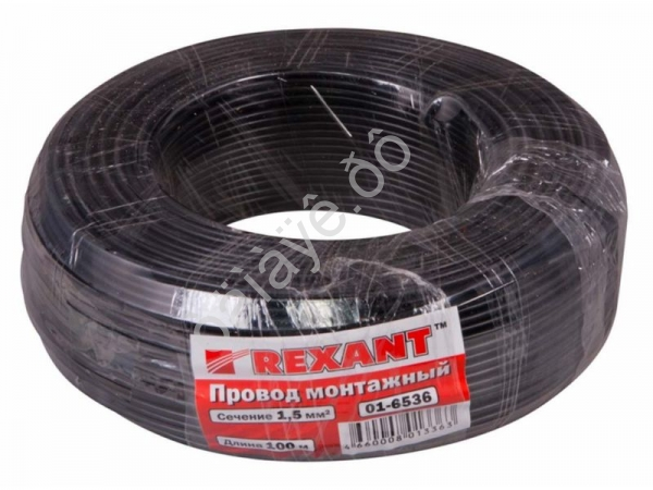 Провод  одинарный (1,5) REXANT черный (100м) 1/6
