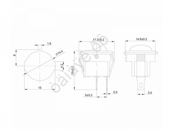 Переключатель круглый 250V 3А (2с) ON-OFF красный Micro (RWB-105, SC-214) REXANT