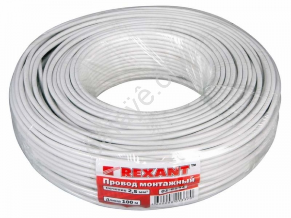 Провод  одинарный (2,5) REXANT белый (100м) 1/4