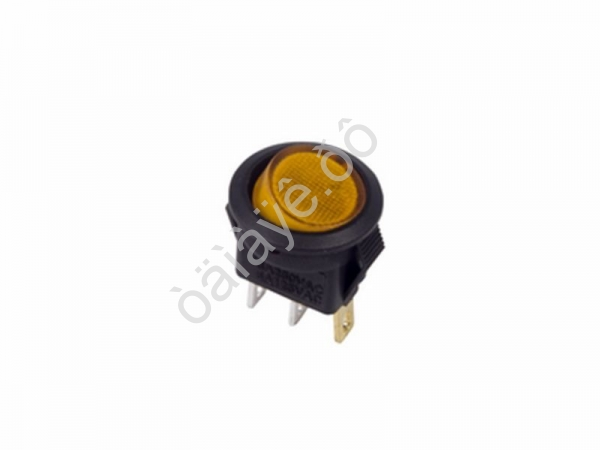 Переключатель круглый 250V 3А (3с) ON-OFF желтый с подсветкой Micro (RWB-106, SC-214) REXANT