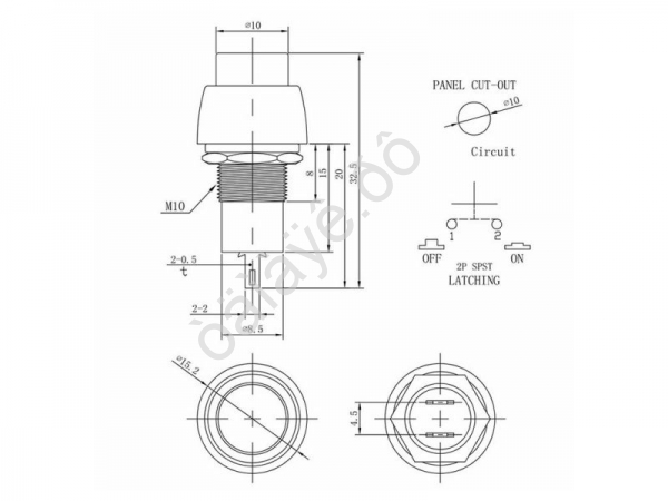 Кнопка 250v 1A(2c) ON-OFF  зелёная Micro/10