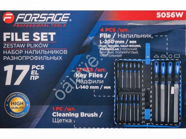Напильники разнопрофильные, набор 17пр. Forsage