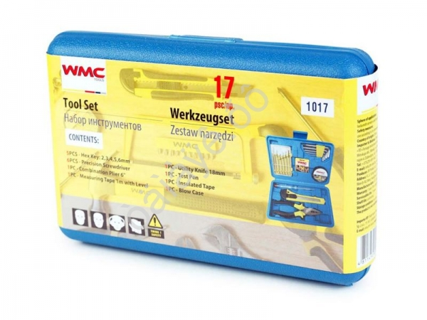 Набор шарнирно-губцевого инструмента и отверток 17пр., в кейсе WMC TOOLS
