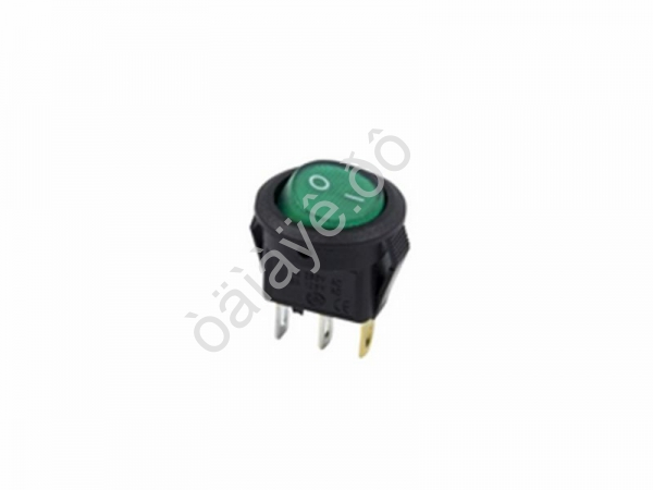 Выключатель клавишный круглый 250V 3А (3с) ON-OFF зеленый с подсветкой Micro (RWB-106, SC-214) REXANT
