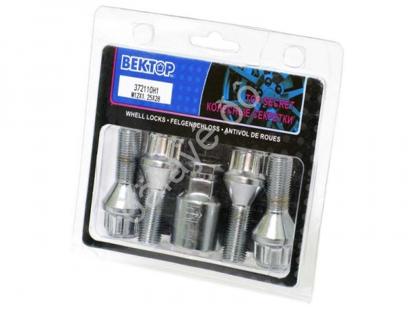 Болты секретные М12*1,25*28мм, конус, 1 ключ (Вектор)