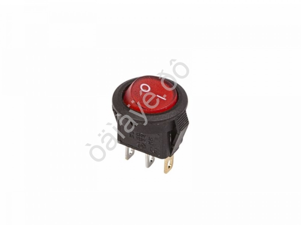 Переключатель круглый 250V 3А (3с) ON-OFF красный с подсветкой Micro (RWB-106, SC-214) REXANT