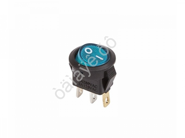 Выключатель клавишный круглый 250V 3А (3с) ON-OFF синий с подсветкой Micro (RWB-106, SC-214) REXANT
