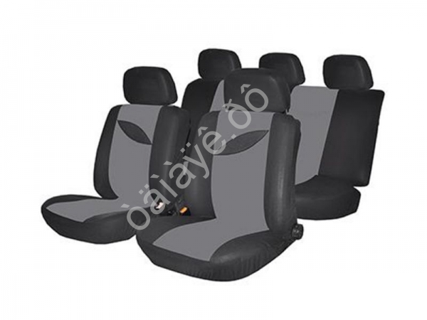 Чехлы на сиденья "NEW GALAXY" 9пр. полиэстр, Альфа, черн./серый /1/2