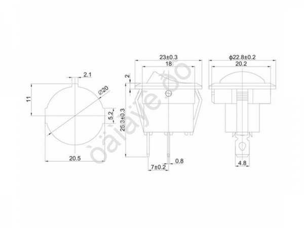 Выключатель клавишный круглый 250V 6А (2с) ON-OFF красный (RWB-213, SC-214, MRS-102-8) REXANT