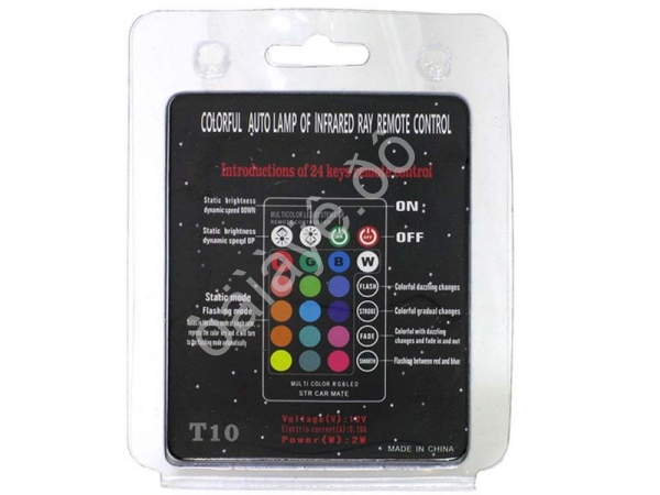 Светодиод T10 RGB с пультом