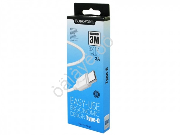 Дата-кабель USB-Type-C 3м, 3А, белый BOROFONE BX14 Borofone