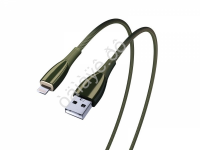 Дата-кабель универ. Lightning, 2.4А, 1м, Сириус, Быстрая зарядка QC3.0, штекер металл, зеленый