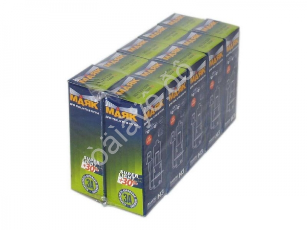 Лампа МАЯК H3 12V 55W Pk22s SUPER LIGHT+30%  10/800