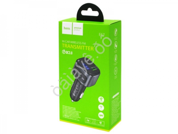 Трансмиттер Bluetooth в прикуриватель 1USB3.0 Quick Charger+1USB2.0, черный HOCO E67 (120шт в уп) Hoco Трансмиттер Bluetooth в прикуриватель 1USB3.0 Quick Charger+1USB2.0, черный HOCO E67 (120шт в уп) Hoco