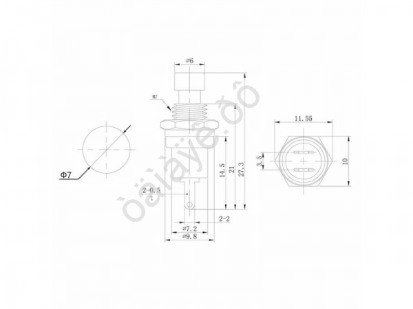 Кнопка 220v 2A (2c) (ON)-OFF Ø7,2 металл красная Micro/10