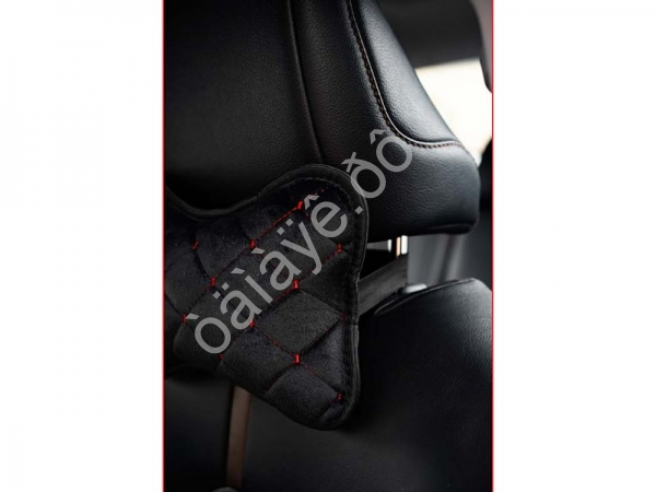 Подушка в авто из велюра, цвет черный/красный (2шт) Подушка в авто из велюра, цвет черный/красный (2шт)